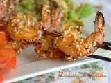 Brochettes de crevettes grillées aux sésames