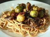 Spaghetti complets aux choux de Bruxelles, Tomate séchée et Pleurotes