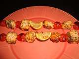 Brochette de saumon, au citron et aux tomates cerises