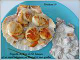 Coquille de noix de St Jacques et sa sauce crémeuse au Muscat et aux Girolles