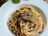 Spaghetti au pourpier anchois et tomates confites