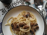 Spaghetti sauce crémeuse aux haricots et poelée de champignons #végétarien
