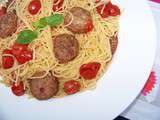 Spaghetti aux tomates cerises et fricadelles