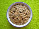 Pudding cru avoine-vanille-maca-fèves de cacao et multigraines (hyperprotéiné, diététique, sans beurre ni oeuf, riche en fibres)