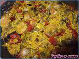 Poêlée de riz, aubergines,courgettes,chorizo Façon Paëlla