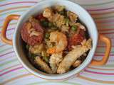 Poêlée de crevettes et poulet aux petits légumes façon paella