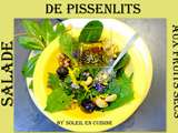 Salade de pissenlits aux fruits secs, yuzu et graines de nigelle