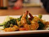 Salade de lulu : crevettes marinées,brocolis et courgettes, sauce aigre douce
