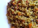 Riz aux légumes et à la viande de boeuf روز بالخضر و قطع اللحم