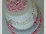 Gâteau de mariage - Wedding cake blanc, rose et gris - Nîmes