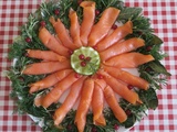 Présentation du saumon fumé et crevettes, Noël 2022