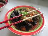 Filets de dinde champignons noirs et rosés, soja, au sirop d'érable et sauce soja, Jour de l'An chinois