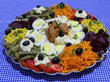 Hors d'oeuvre ou salade composée de légumes cuits et crus- vinaigrette-mayonnaise et thon