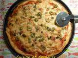 Pizza saumon,câpres et olives vertes