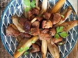 Wok d'échine de porc aux endives / wok de presa ibérica con endivias