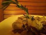 Tortellini au confit de canard et à l’ail rôti, sauce champignons
