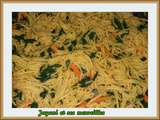 Spaghetti aux brèdes mouroum' et aux carottes