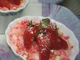 Riz au lait aux pralines roses et aux fraises