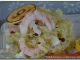 Salade de choucroute aux crevettes et saumon fumé