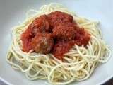Menu du week-end : spaghetti aux boulettes de viande en sauce et sablés au chocolat