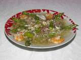 Bouillon d’asperges et crevettes aux vermicelles