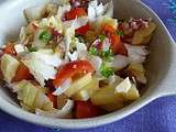 Salade composée hivernale: endives, pommes de terre, fromages, jambon