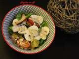 Salade composée : tomates, champignons, poulet, sauce balsamique