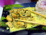 Asiatique - moules décoquillées à la sauce coco /curry avec du riz