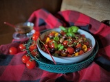 Salade de tomates cerises à la mélasse de grenade – inspiration Sabrina Ghayour