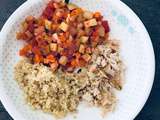 Assiette bébé dès 12 mois - Boulgour poulet rôti poêlée carottes courgettes tomates pelées