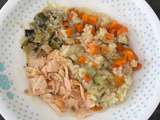 Assiette bébé dès 15 mois : Risotto courgettes carottes - Fondue de poireaux et saumon