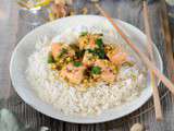 Curry de saumon au lait de coco et pistache