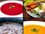 Potage de betteraves et carottes / Bouillon de légumes et poulet