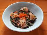 Salade de lentilles au saumon et caviar d’algues rouges