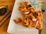 Brochettes de crevettes et ananas à l'asiatique