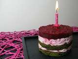 Layer cake au the vert et aux framboises