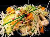 Salade de chou aux crevettes marinées aux agrumes