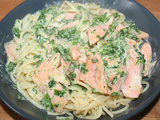 Spaghetti aux saumon et épinard
