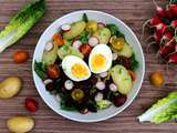 Salade complète: pommes de terre, betterave, radis, oeuf