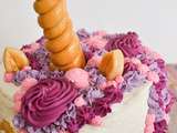 Layer Cake Licorne : framboises & chocolat blanc {gâteau d’anniversaire}
