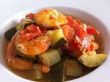 Crevettes et saumon frais aux légumes du soleil