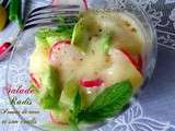Verrines salees rapides et faciles: pommes de terres / radis et son coulis, salade composee