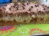 Entremets chocolat poires sur praliné croustillant
