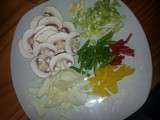 Boeuf sauté, oignon, poivrons, champignons