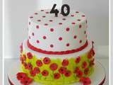 Gâteau anniversaire blanc rouge et vert anis- Nîmes