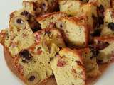 Cake aux olives, pruneaux & lardons