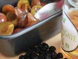 Prunes confites aux myrtilles & sirop d’agave