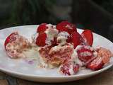 Tiramisu fraises et pèches de vignes, aux biscuits roses