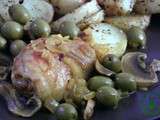 Poulet en sauce aux olives et champignons
