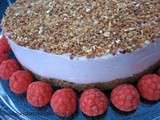 Cheesecake aux marshmallows roses, aromatisés à la fraise tagada